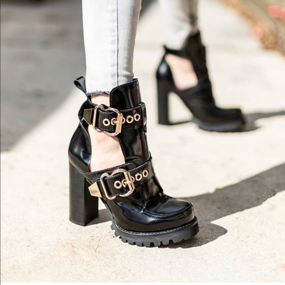jeffrey campbell craven buckle strap bootie